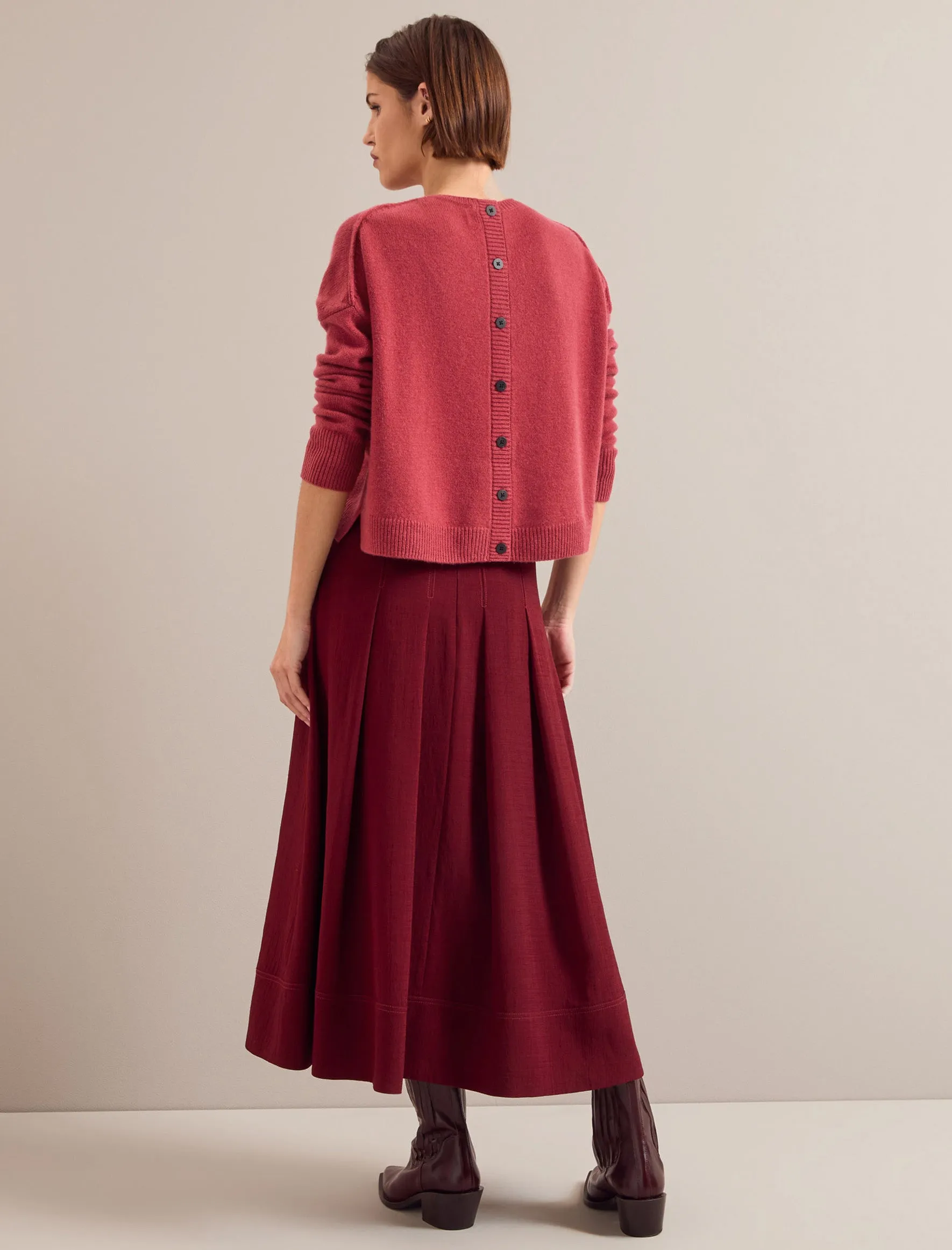 Sophia Techni Voile Pleated Maxi Skirt - Dark Red