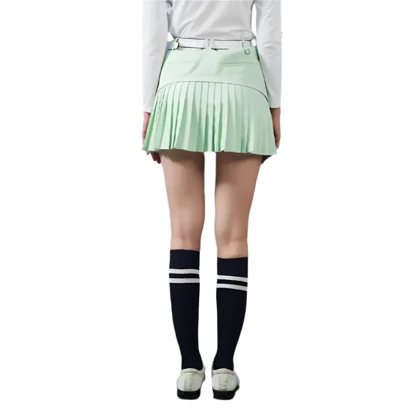 SVG Light Green Patchwork Pleated Skirt Sports Short Skirt