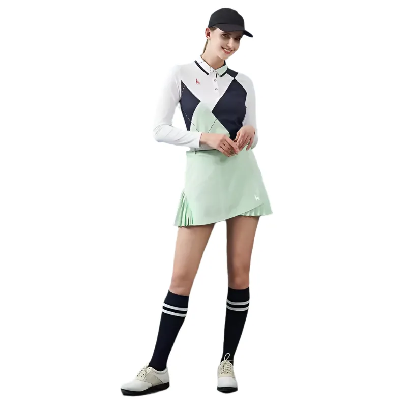 SVG Light Green Patchwork Pleated Skirt Sports Short Skirt