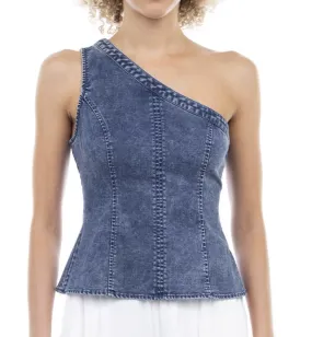 Tencel One Shoulder Denim Top