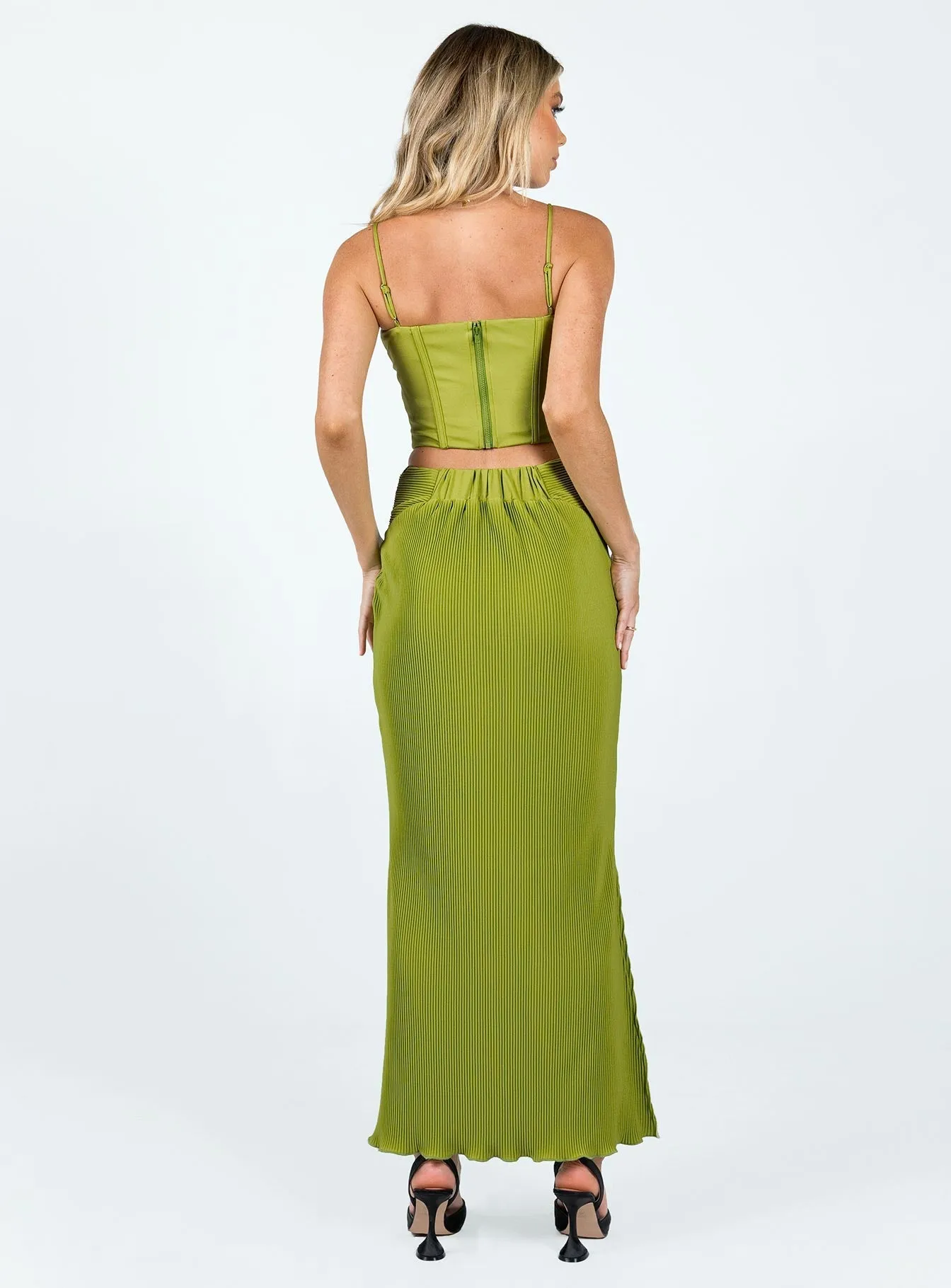 Topakas Plisse Maxi Skirt Green
