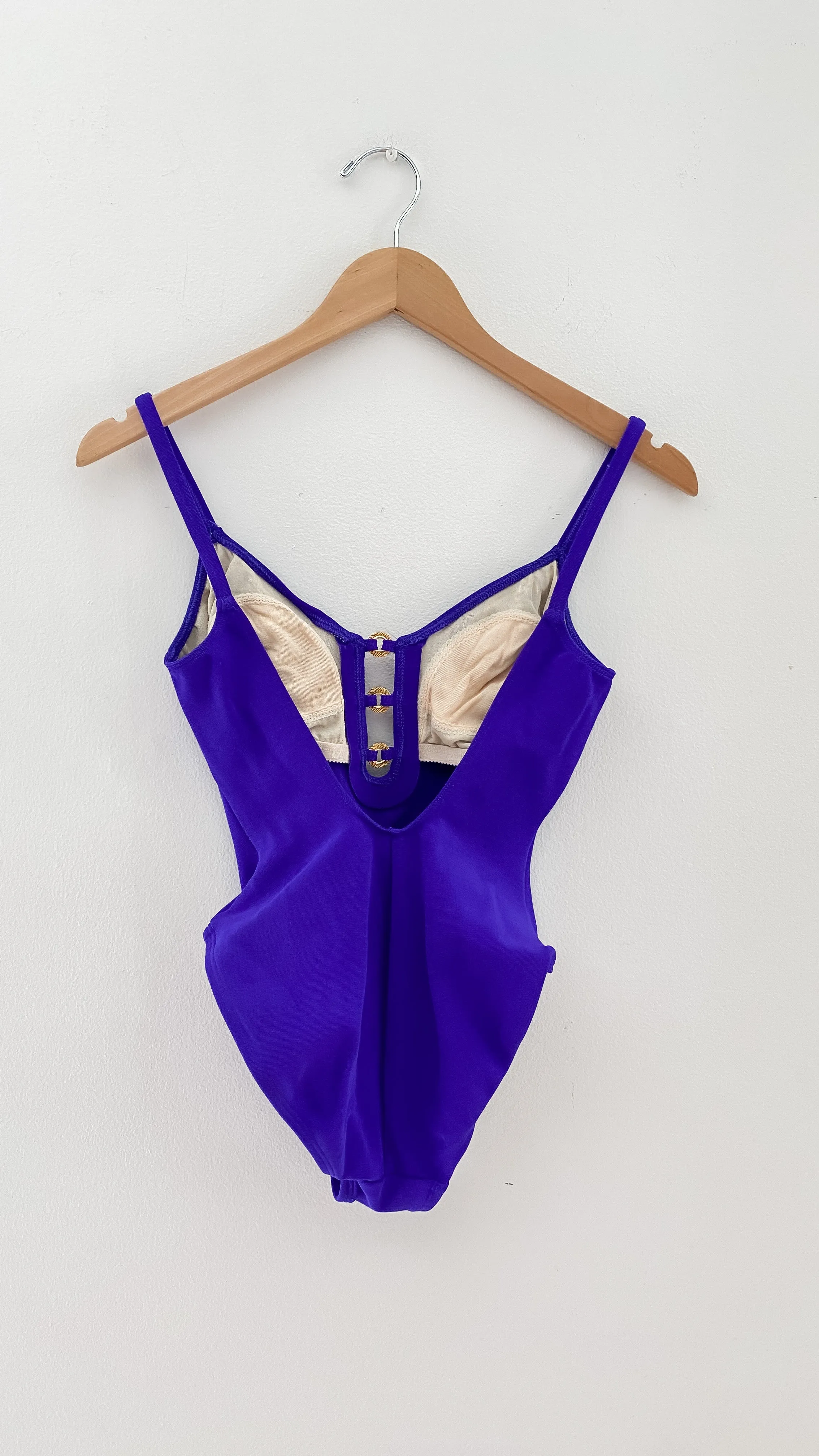 Vintage 80’s La Blanca Dark Purple & Gold Swim One Piece (XS)