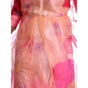 Vintage Annie Corvall Silk Chiffon Fantasy Evening Gown 1980s Pinks Floaty 10-12