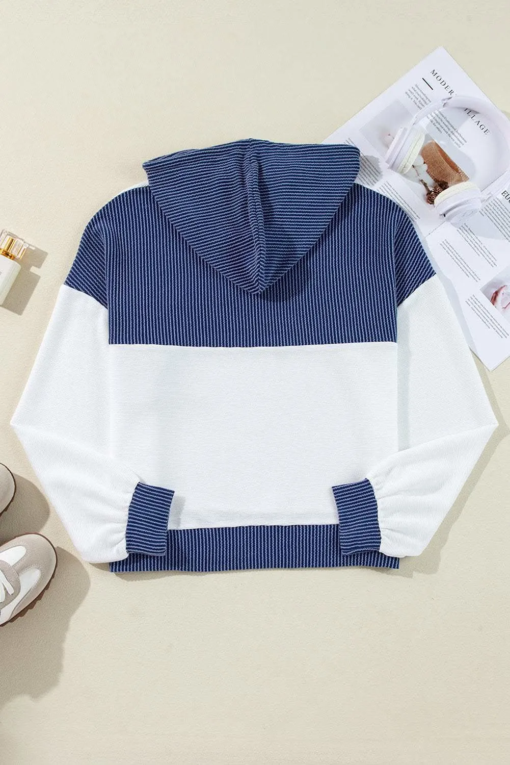 White Colorblock Hoodie - Chic Style