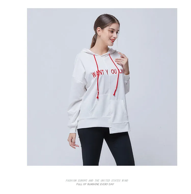 Wjczt Spring Pockets Loose Women's Hoodies Irregular All-match Long-sleeved Female Sweatshirt Fashion Casual Pullover S-XL