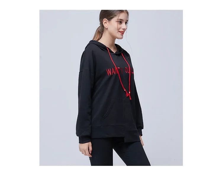 Wjczt Spring Pockets Loose Women's Hoodies Irregular All-match Long-sleeved Female Sweatshirt Fashion Casual Pullover S-XL