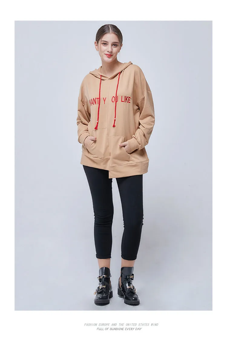 Wjczt Spring Pockets Loose Women's Hoodies Irregular All-match Long-sleeved Female Sweatshirt Fashion Casual Pullover S-XL