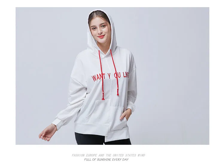 Wjczt Spring Pockets Loose Women's Hoodies Irregular All-match Long-sleeved Female Sweatshirt Fashion Casual Pullover S-XL