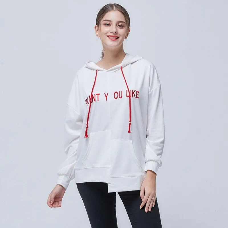 Wjczt Spring Pockets Loose Women's Hoodies Irregular All-match Long-sleeved Female Sweatshirt Fashion Casual Pullover S-XL