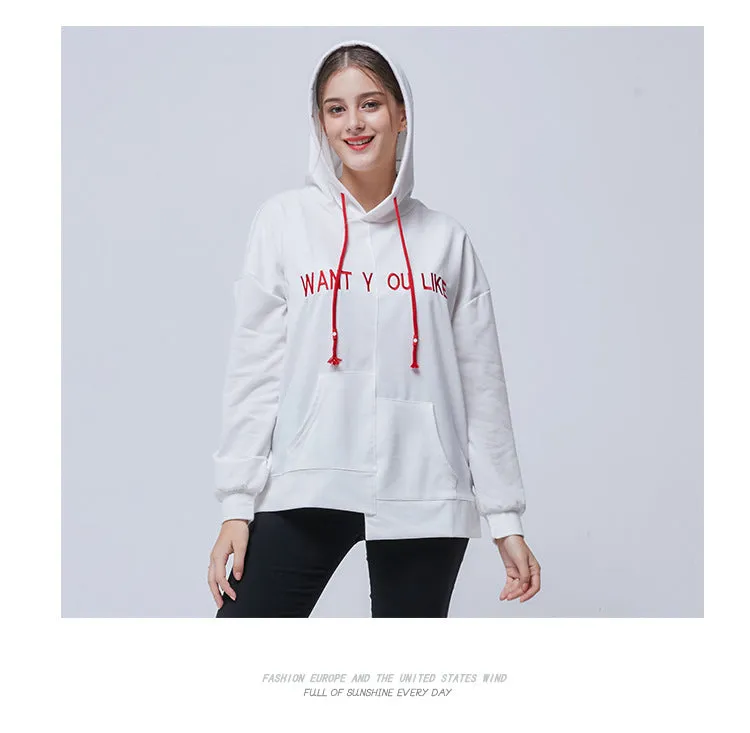 Wjczt Spring Pockets Loose Women's Hoodies Irregular All-match Long-sleeved Female Sweatshirt Fashion Casual Pullover S-XL
