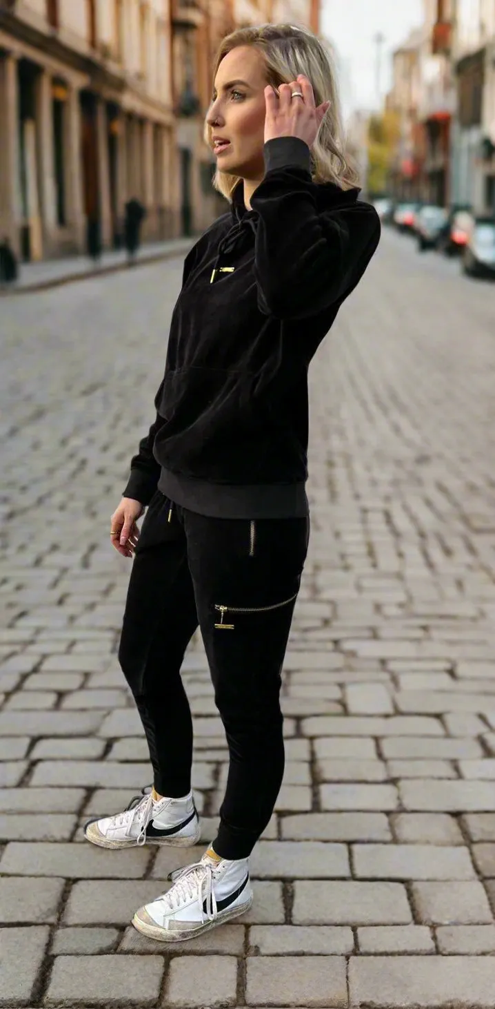 Women’s Black Velour Hoodie