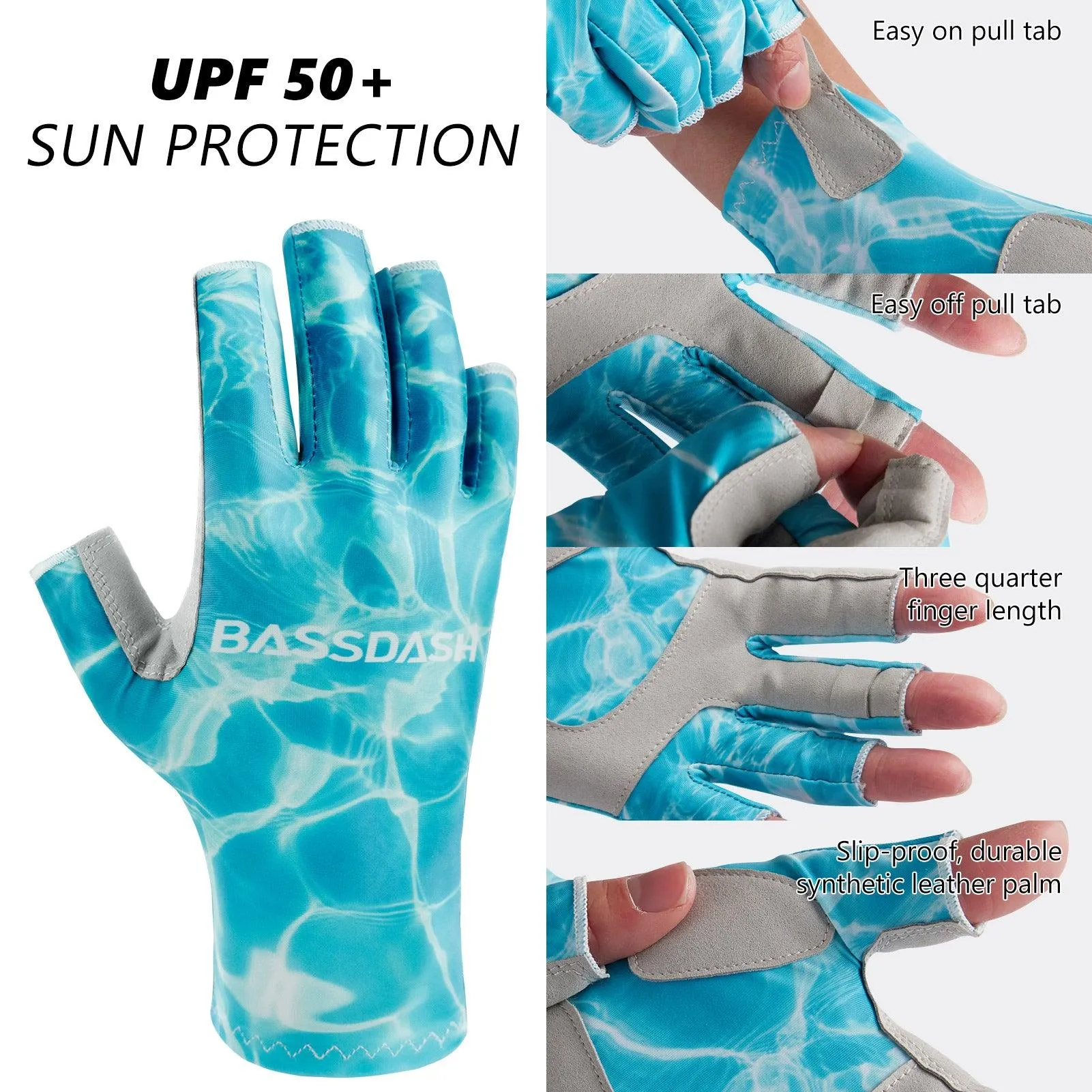 Women’s UPF 50  Fingerless Fishing Gloves