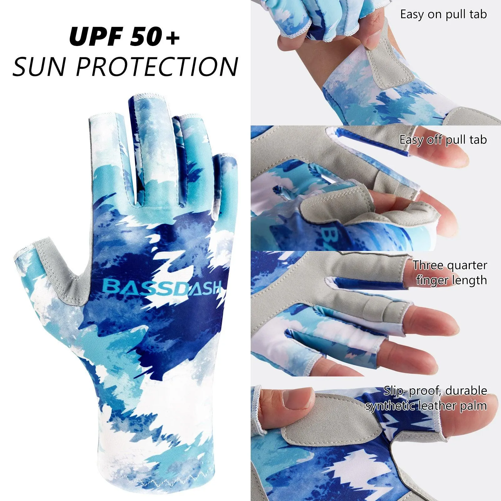 Women’s UPF 50  Fingerless Fishing Gloves