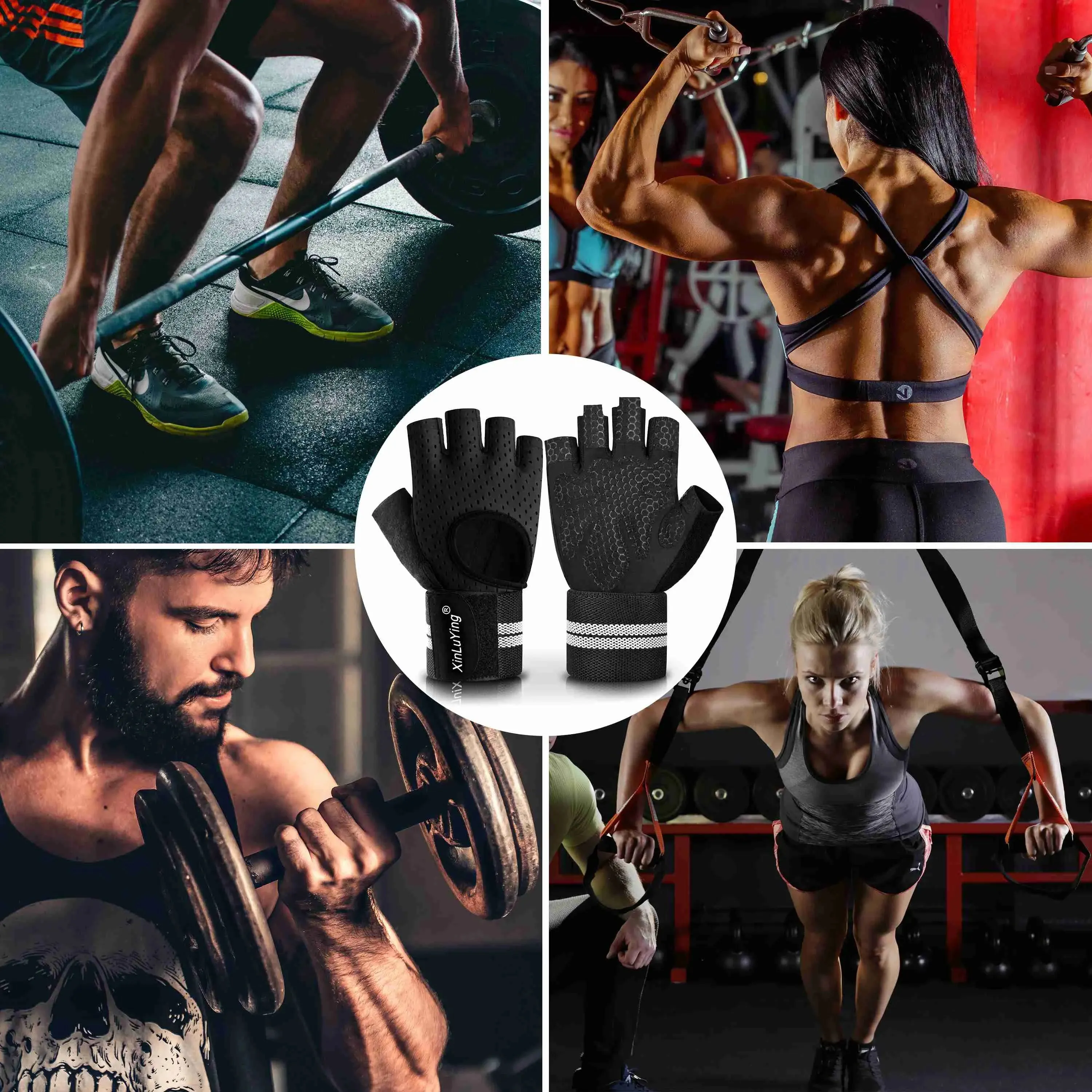Xinluying Workout Gloves for Men Women - Gym Training Gloves for Fitness Exercise Weight Lifting Crossfit Bodybuilding