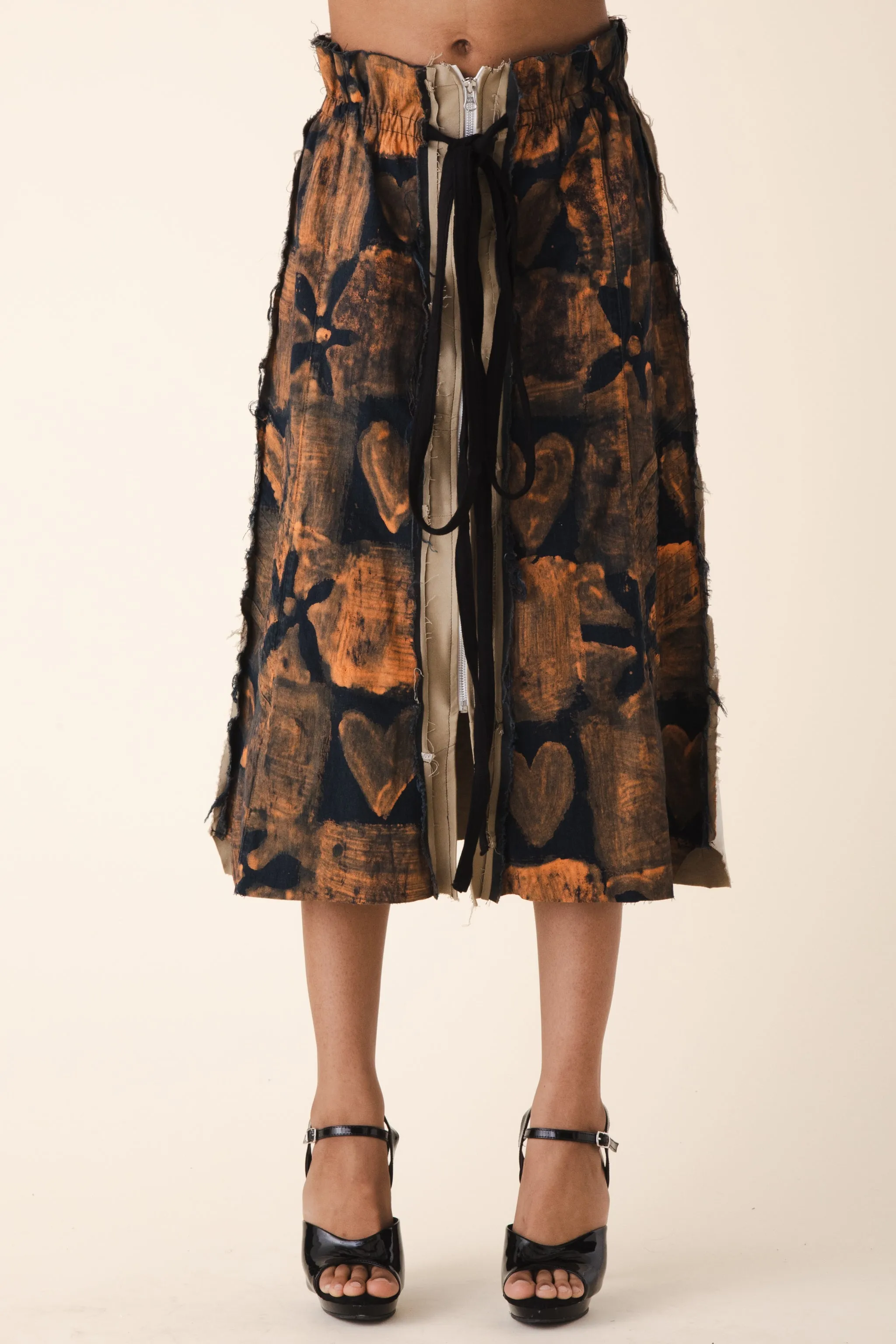 Yasmin Two-Tone Painted Check Maxi Skirt