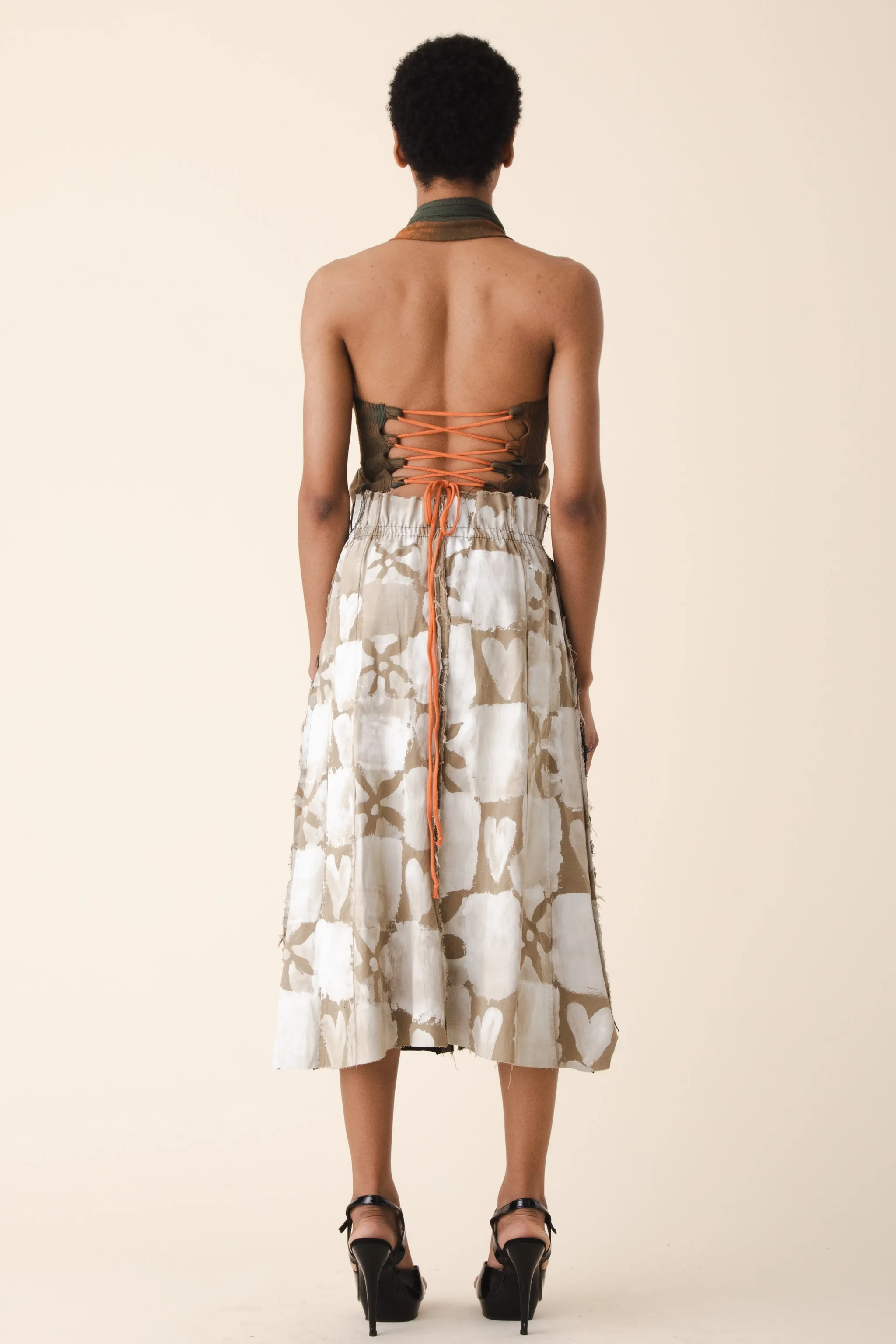 Yasmin Two-Tone Painted Check Maxi Skirt