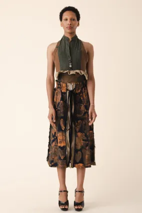 Yasmin Two-Tone Painted Check Maxi Skirt